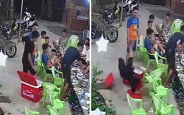 Thanh niên đang nhậu vấp thùng nước đá ngã lăn quay