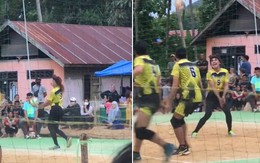 Cô gái ẻo lả khi đánh bóng chuyền