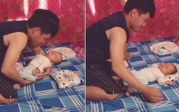 Bố bỉm sữa đặt con ngủ cực nhẹ nhàng