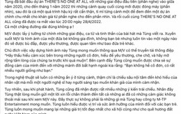 Sơn Tùng M-TP xin lỗi, chủ động gỡ bỏ MV 'There's no one at all'