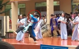 Nam sinh vồ ếch khi múa văn nghệ 20-11 trên nền gạch trơn