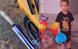 Xì po chết máy vì bé trai múc nước đổ vào ống pô