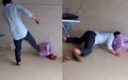 Người đàn ông trút giận vào ghế đẩu ngã sấp mặt