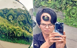 Thanh niên 'sống ảo' cùng chiếc gương lồi lõm kỳ dị bên đường