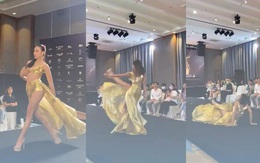 Pha xử lý điểm 10 của thí sinh Miss Grand Vietnam 2022 khi bị ngã dập mông