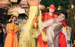 Mâu Thủy ôm bụng bầu, Lan Khuê trổ tài đi cà kheo, Hương Ly hóa lực sĩ quậy tưng quán Vũ Thu Phương