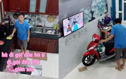 Chồng tâm lý dắt xe máy ra ngoài cho vợ đi gội đầu