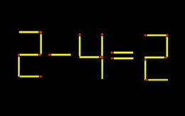 Di chuyển hai que diêm để 2-4=2 thành phép tính đúng