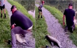 Cần thủ thốn tận rốn khi bị cá đánh