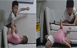 Anh trai phản ứng nhanh như chớp cứu nguy em gái bị ngã