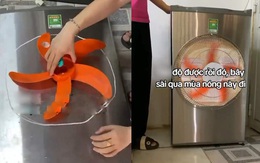 Cô gái chế tủ lạnh thành quạt điều hòa để tránh nóng