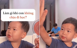 Mẹ trẻ thuyết phục con trai không chịu đi học