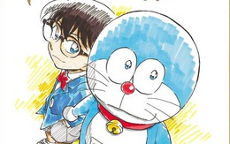 Tác giả Conan vẽ tranh mừng Doraemon 55 tuổi