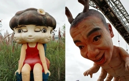 Hết hồn với tượng 'rết người', 'cô gái ba mặt' gây tranh cãi tại công viên trẻ em ở Trung Quốc