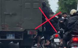 Nhóm thanh niên 'đầu trần', đu xe chở phạm nhân trong clip gây bức xúc, công an tìm ra, phạt luôn