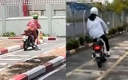 Những tình huống dở khóc dở cười khi các cô gái thi bằng lái xe máy
