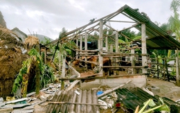 Lốc xoáy quét qua ngôi làng ở Quảng Ngãi, nhiều mái nhà bị xé toạc