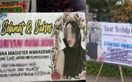 Người vợ 'tặng' băng rôn cho tiểu tam tại lễ tốt nghiệp