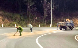 Đèo Prenn Đà Lạt nhiều lần bị đổ dầu gây nguy hiểm cho xe qua lại