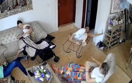 Cô gái ngã chổng vó khi ngồi ghế bập bênh