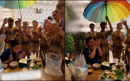 Cô gái ngượng đỏ mặt khi được nhân viên quán hát mừng sinh nhật