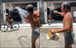 Bé trai vô tình ăn trọn xô nước