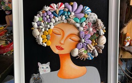 Tranh nghệ thuật từ đá, vỏ ốc sống động và mát lành