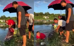 Cần thủ tiếc đứt ruột khi làm tuột rọng cá xuống hồ