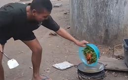 Cười sảng với chàng trai trổ tài nấu ăn nhưng lại sợ dầu bắn