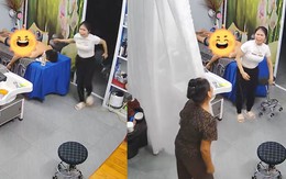 Cô gái giật mình với sự xuất hiện bất ngờ của cô hàng xóm