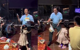 Ông đứng hình vì bị cháu làm đổ bánh kem