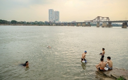 Người Hà Nội ra sông Hồng bơi giải nhiệt
