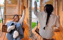 Cô gái liên tục ngã vì chiếc xích đu 'đình công'