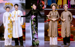 Việt Hùng 'trẻ hóa' áo dài ngũ thân, Lan Vy tôn vinh áo nhật bình