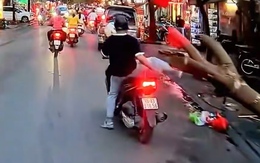 Đi đường không tập trung, chàng trai hú hồn khi tông vào cây