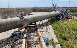 Gió lớn làm ngã đổ 13 trụ của đường dây truyền tải điện