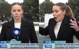 Nữ phóng viên Brazil bị cướp mất điện thoại trên sóng truyền hình