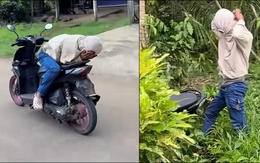Thanh niên lao vào bụi cây vì chạy xe máy kiểu 'ngược đời'