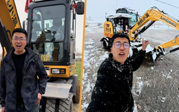 Thanh niên lái máy xúc 'đi phượt' khắp nơi