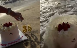 Bị sóng biển thổi bay bánh gato vì sống ảo sai cách