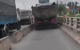 Xác minh clip xe ben chạy trong làn xe máy trên cầu vượt Tân Vạn