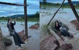 Cô gái đứng hình khi ngồi xích đu sống ảo