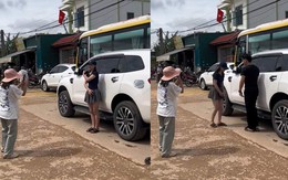 Cô gái quê một cục khi chụp ảnh sống ảo bên ô tô