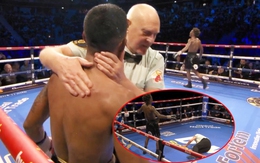 Trọng tài lớn tuổi té ngã rồi dừng luôn trận đấu quyền anh