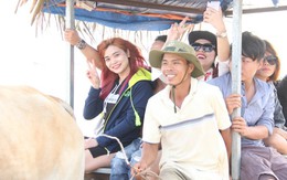 ​Độc đáo xe bò chở khách du lịch dọc bờ biển dịp Tết